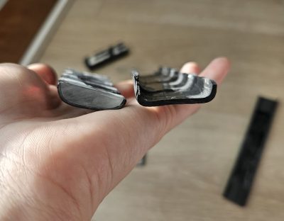 perinteinen valukorjaus SRS ja Fixmystick sisäpuolinen laminointikorjaus